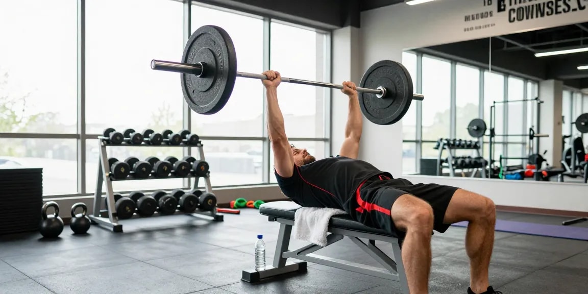 Steroide kaufen im Steroidshop mit einem Bodybuilder beim Training im modernen Fitnessstudio