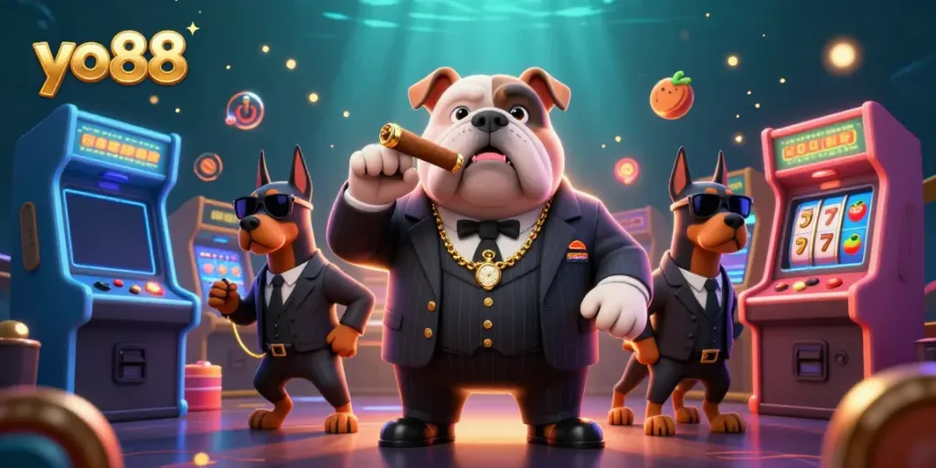 Experience the excitement of yo88 with animated casino elements showcased in a vibrant 3D scene.