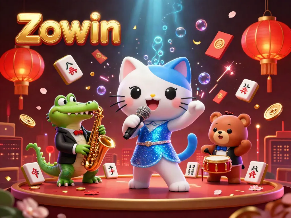 Zowin offers thrilling gaming experiences with a lively cat singer and vibrant casino elements.