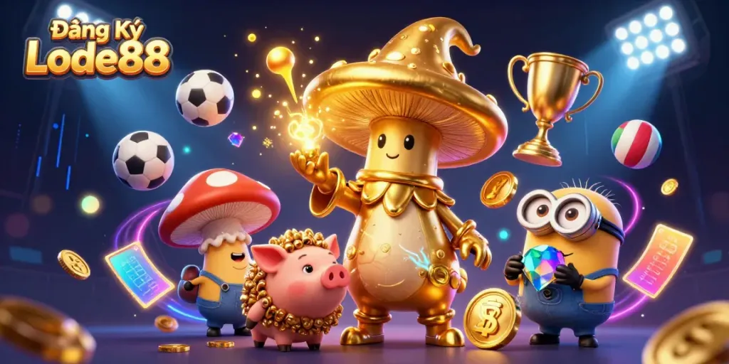 Experience winning magic with Đăng Ký Lode88, featuring a wizard and treasures in a dynamic casino scene.