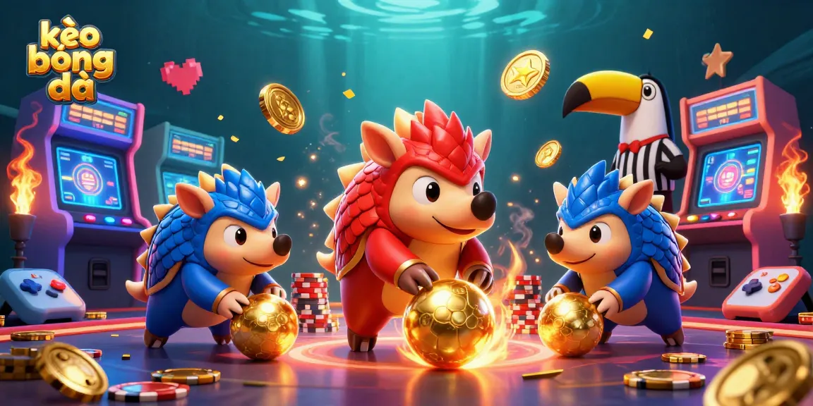 Engaging kèo bóng đá scene with rival pangolins illustrating sports betting with dynamic elements around them.